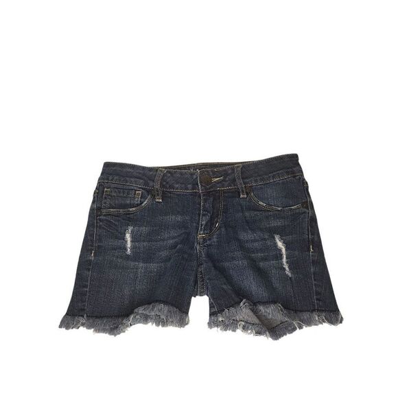 Bullhead Jean‎ Shorts Women Sz 1 Low Rise Distressed Denim Blue Cut Off - Picture 1 of 5